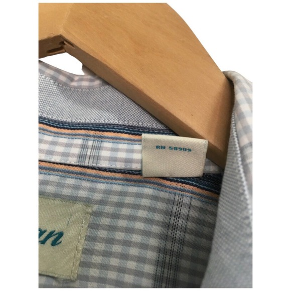 Caribbean Mens Size L Plaid Button Up Long Sleeve Collared Shirt Morrocan Blue - Picture 13 of 14